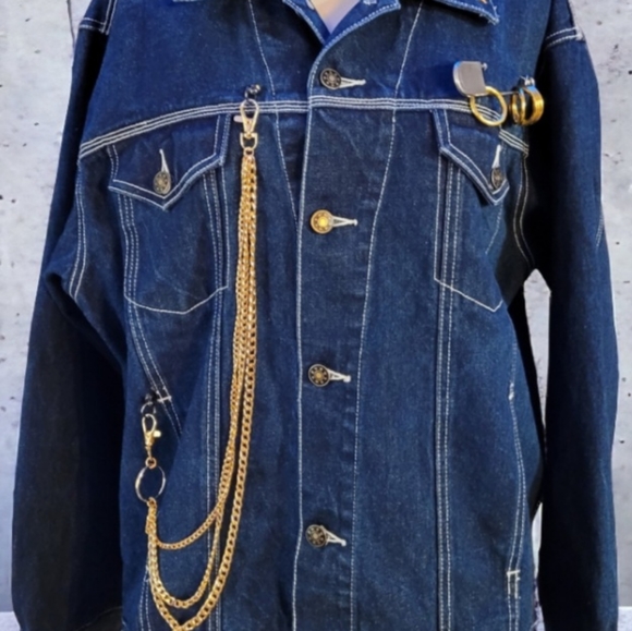 2 live crew custom hip hop 90s denim jacket L - Picture 4 of 6